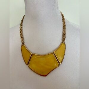 Chico’s Amber Yellow Statement Necklace Gold Tone 20” -adjustable length